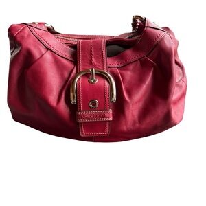 Y2K‎ Coach F15075 Medium Red Leather Hobo Shoulder Bag